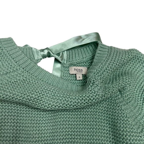 Anthropology Green Knit Long Sleeve Sweater Ribbon Tie On Back Size S - Picture 10 of 12